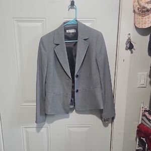 Kasper Silver-Gray Women's Two-Button Tailored Blazer